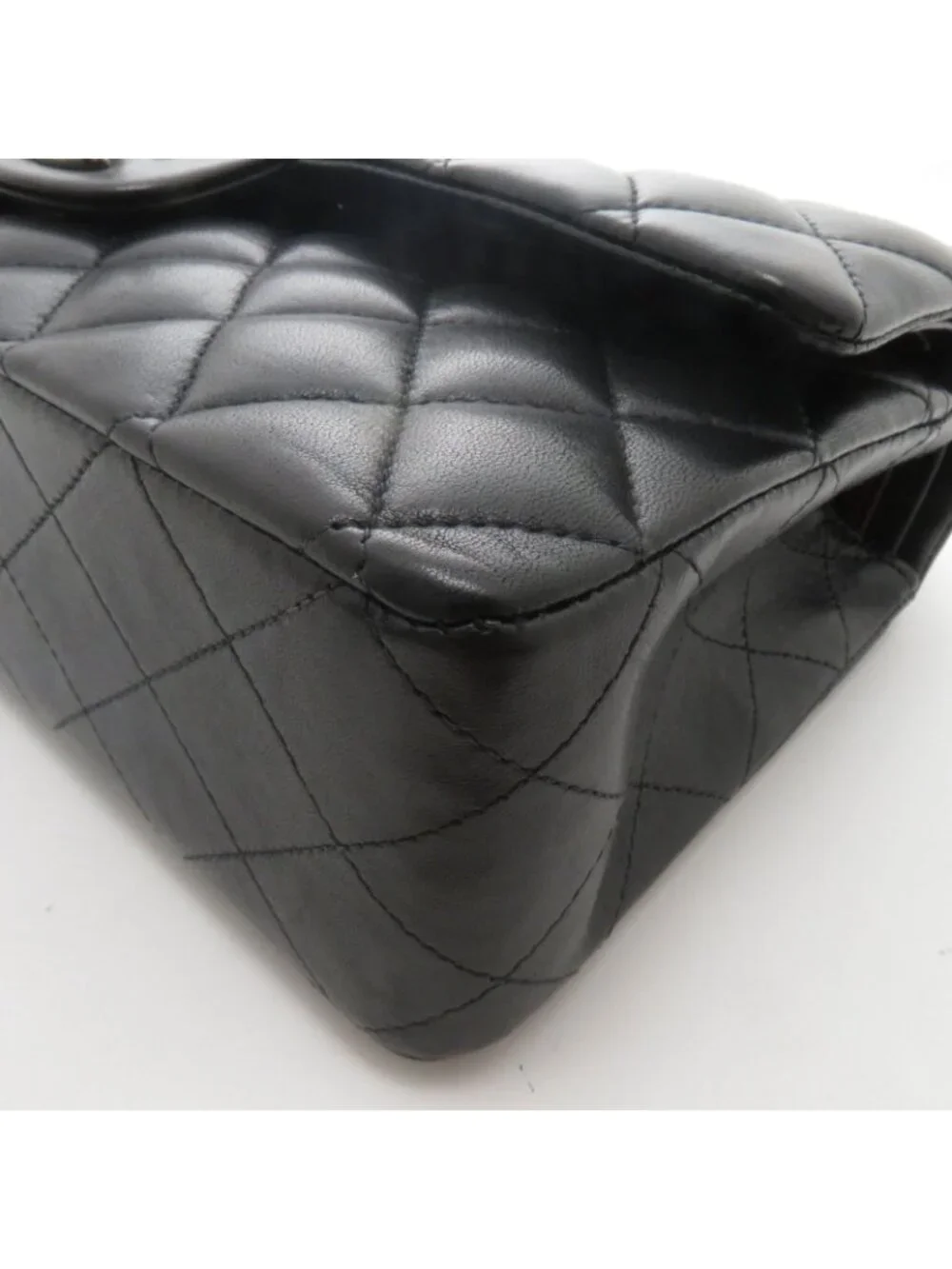 Chanel Quilted Double Flap 25 Chain Shoulder Bag Black Silver Lambskin
